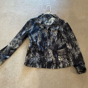 Lisa International Black and Gray Blazer with Tailored Fit